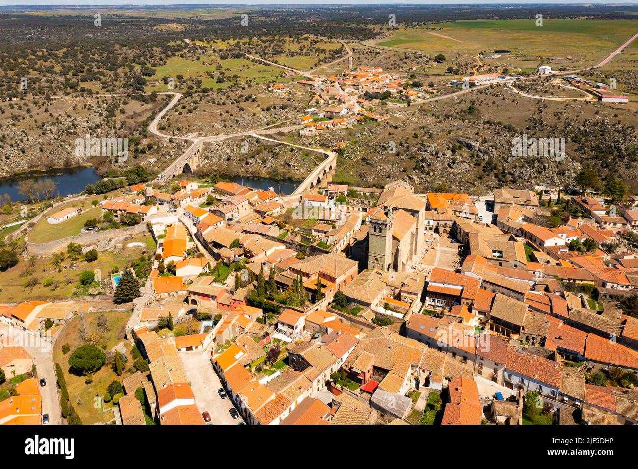 View from drone of Ledesma town, Spain Stock Photo