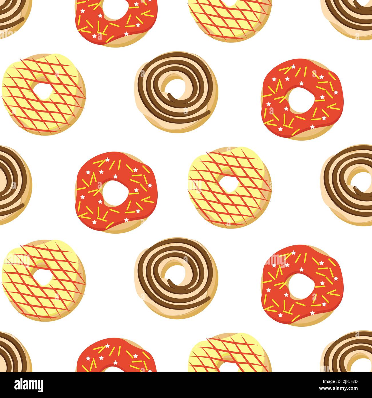 Pattern with sweet donuts. Vector illustration on a colored background ...