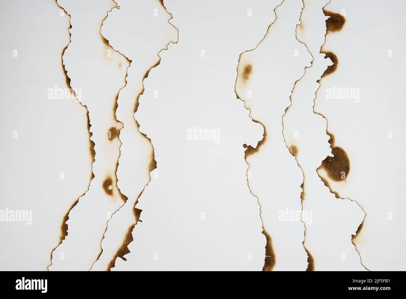 Paper with burnt edges on white background Stock Photo