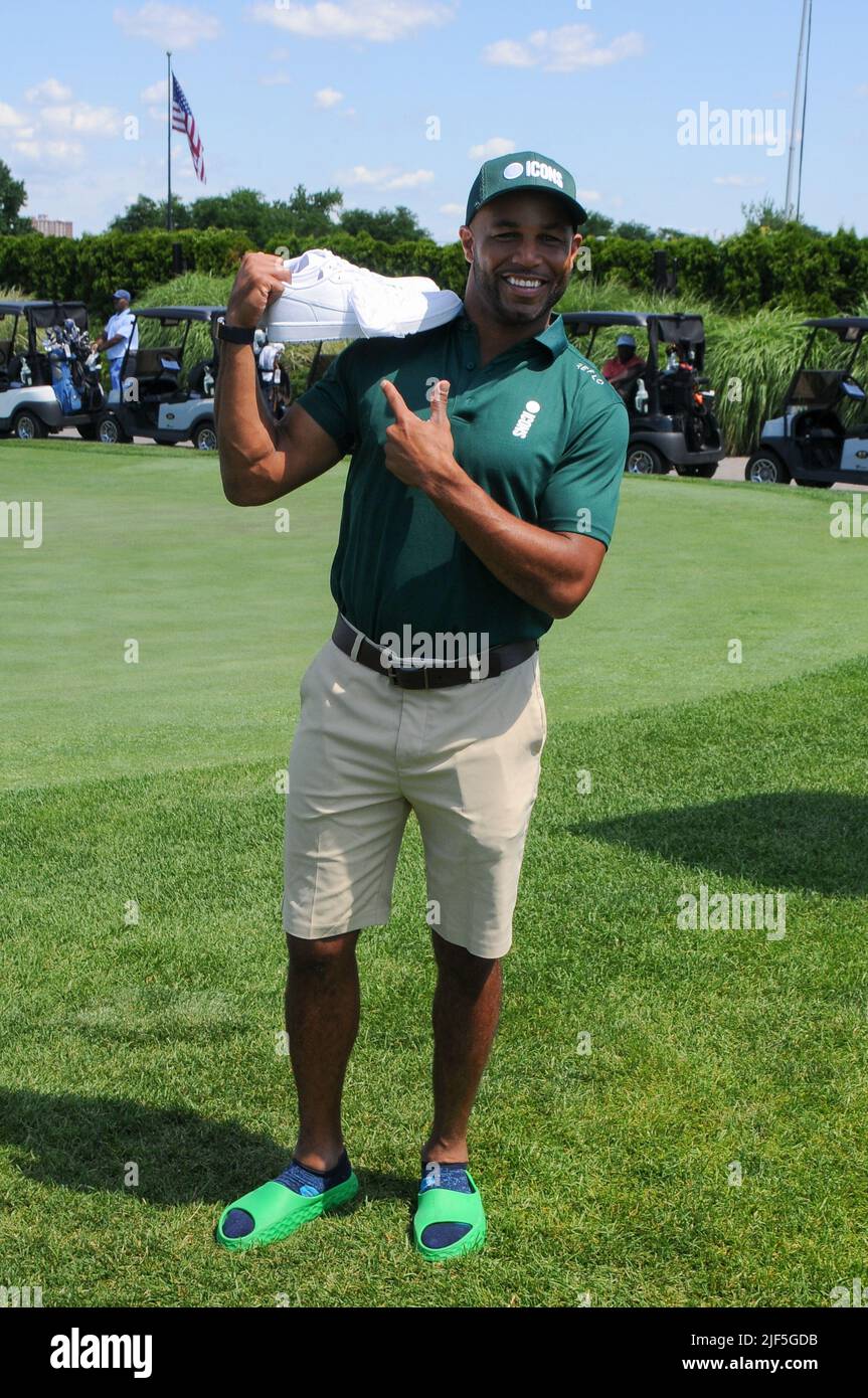 Jersey, United States. 29th June, 2022. Golden Tate attends the Icons Series Press Conference in Liberty National Golf Club, Jersey City. Credit: SOPA Images Limited/Alamy Live News Stock Photo