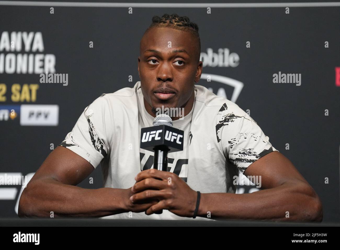 LAS VEGAS, NV - June 29: Jalin Turner meets with the press for media day at UFC Apex for UFC 276 - Adesanya vs Connonier - Media Day on June 29, 2022 in LAS VEGAS, NV, United States. (Photo by Louis Grasse/PxImages) Stock Photo