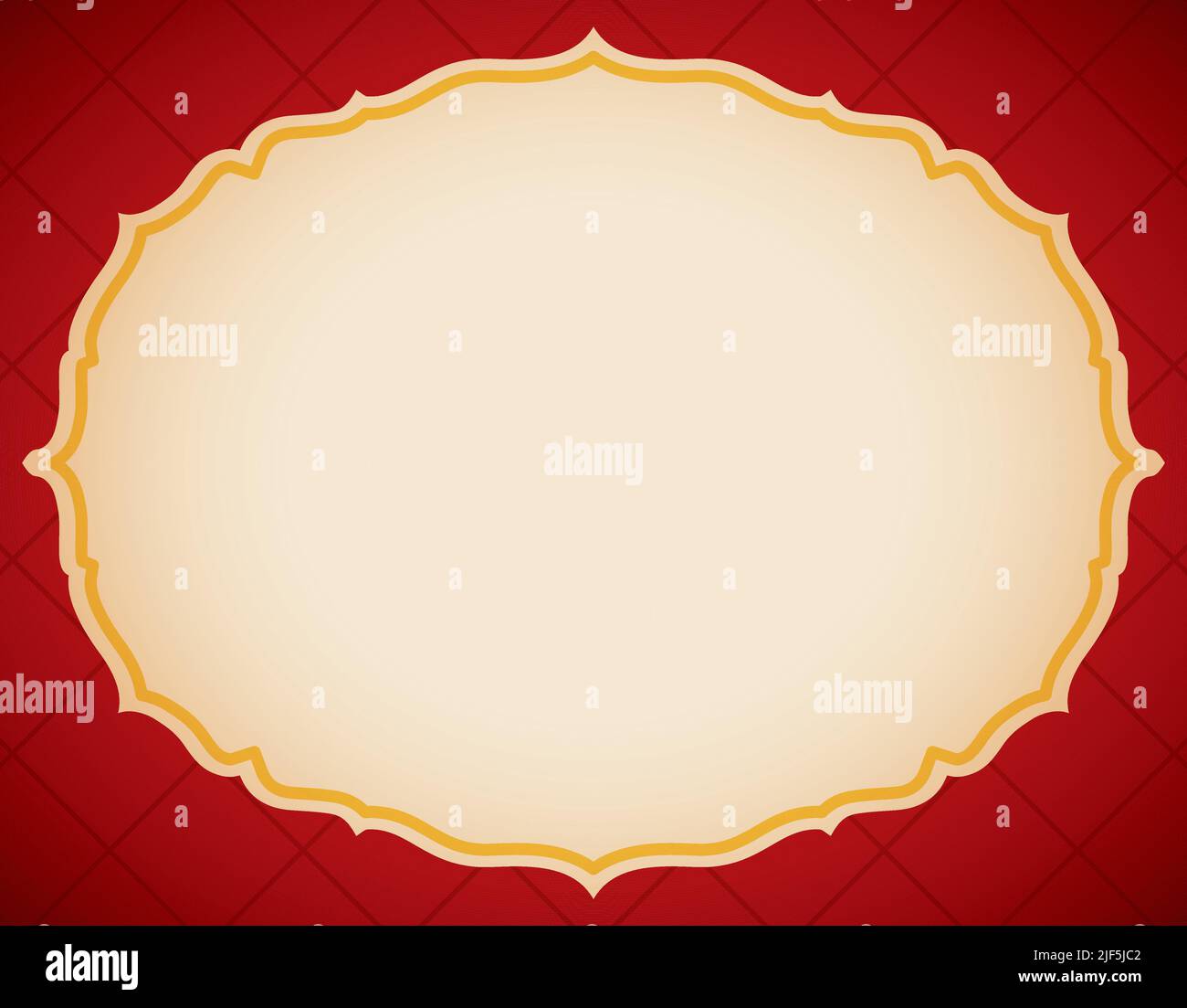 Design with empty elegant label with frame ready to put texts on it over red background. Stock Vector