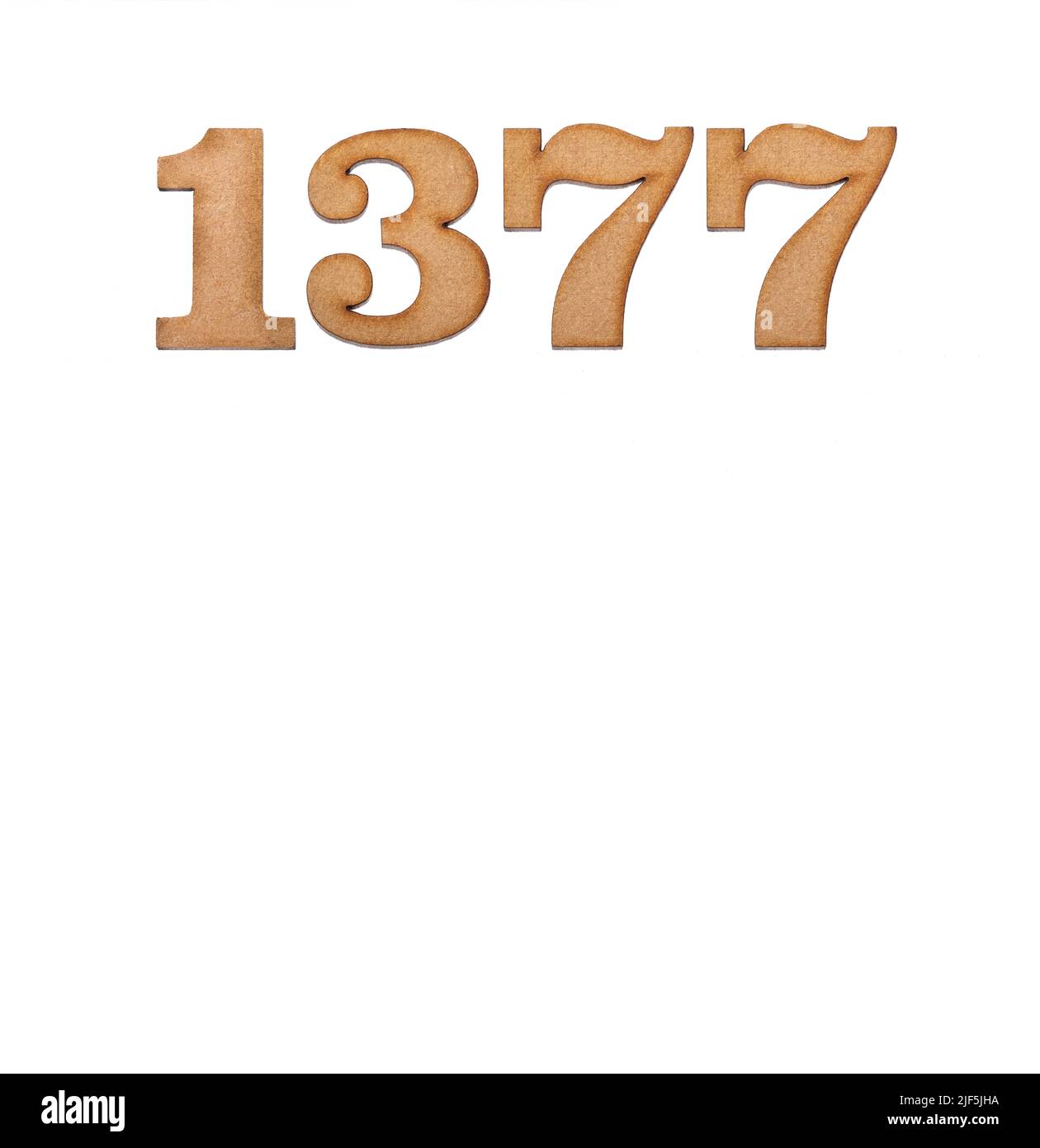 Number 1377 in wood, isolated on white background Stock Photo - Alamy
