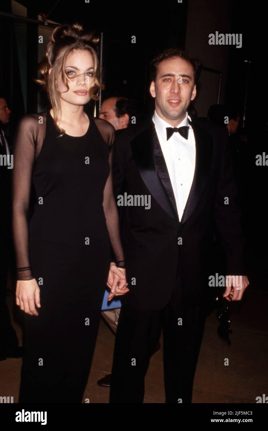 Nicolas Cage and Kristen Zang at the 50th Annual Golden Globe Awards on ...
