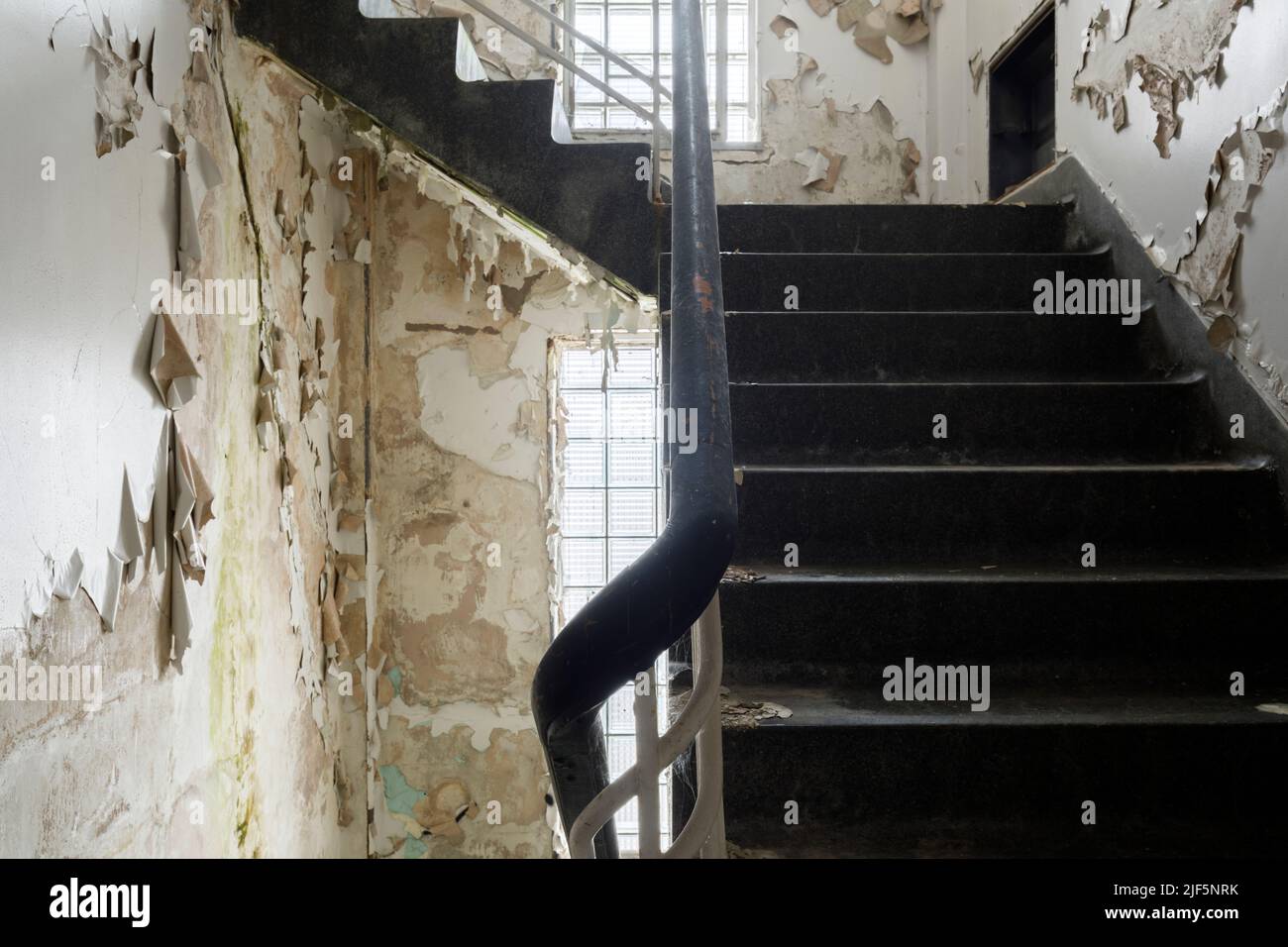 A staircase with peeling paint. Stock Photo