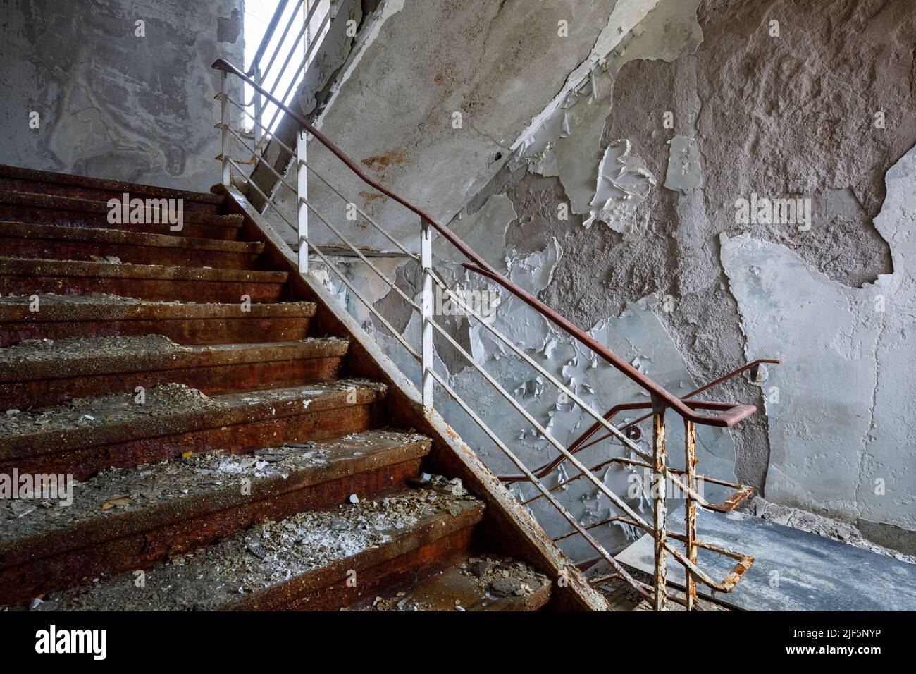 A staircase with peeling paint Stock Photo Alamy