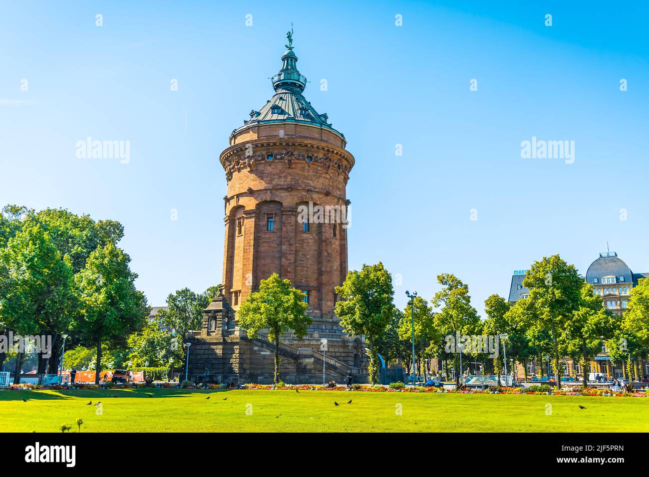 Mannheim Water Tower, touristic attraction and famous landmark with