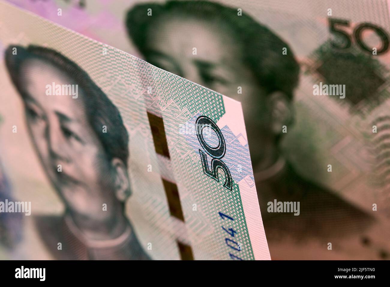 Chinese money - 50 Yuan - business background - Renminbi Stock Photo