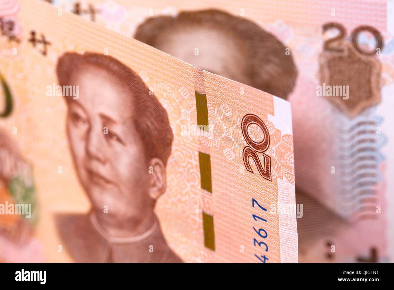 Chinese money - 20 Yuan - business background - Renminbi Stock Photo