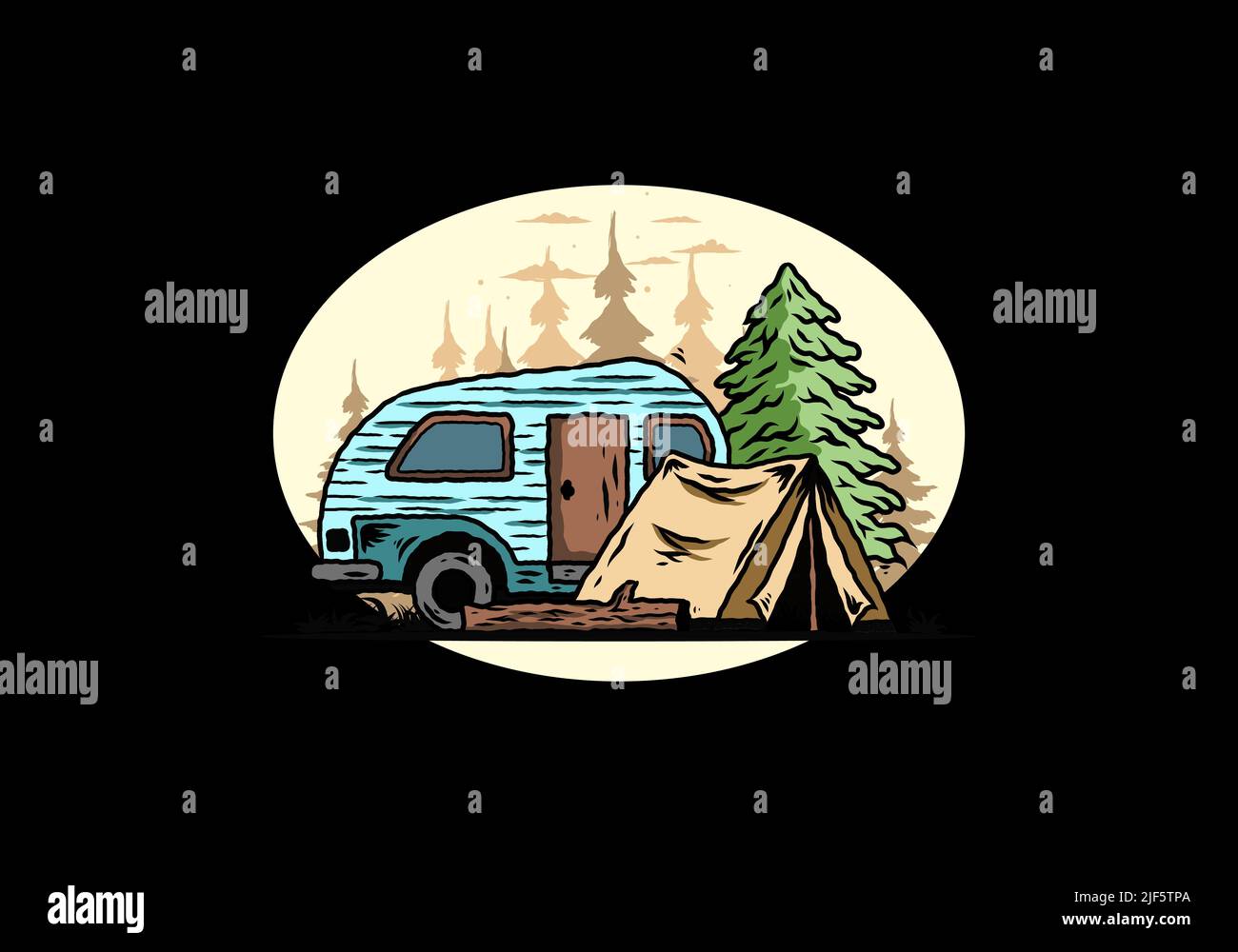 teardrop camper and tent illustration design Stock Vector Image & Art 