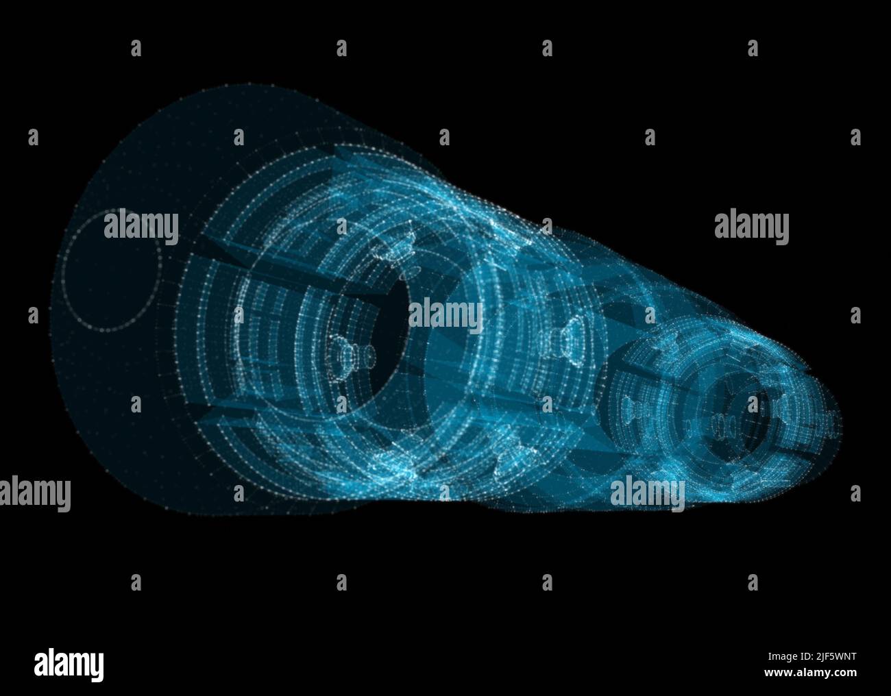 A glowing hologram of a mechanical object Stock Photo - Alamy