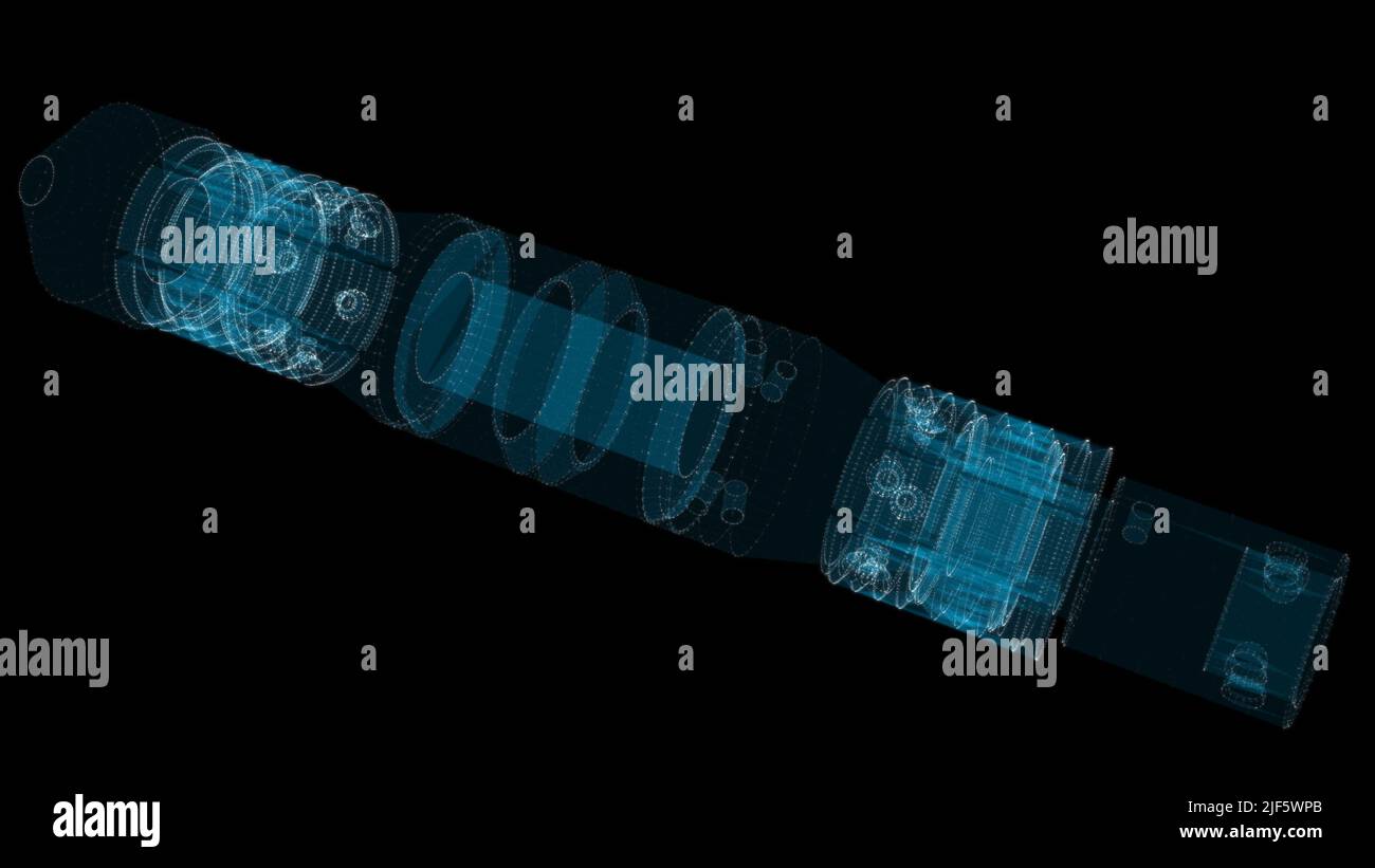 A glowing hologram of a mechanical object Stock Photo - Alamy