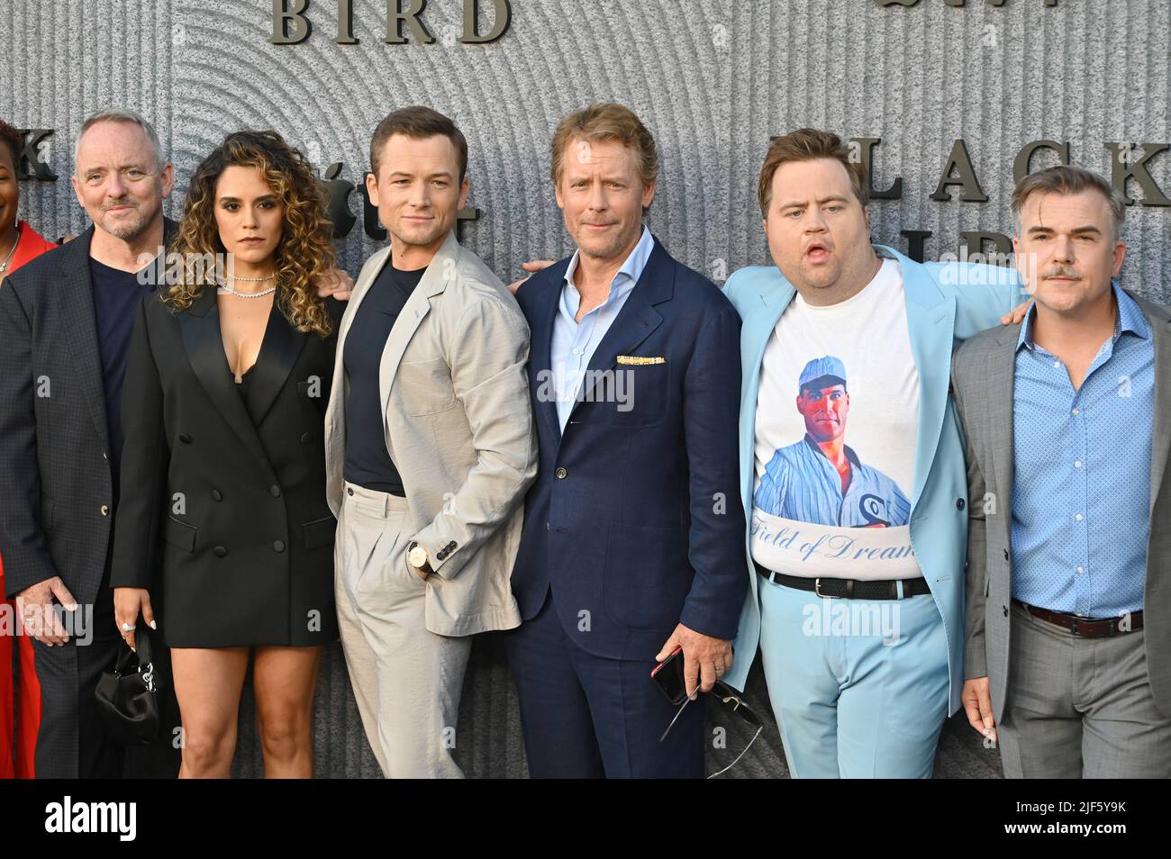 Los Angeles, USA. 29th June, 2022. LOS ANGELES, USA. June 29, 2022: Dennis Lehane, Sepideh Moafi, Taron Egerton, Greg Kinnear, Paul Walter Hauser & Cullen Moss at the premiere of Apple TV's Black Bird at the Bruin Theatre, Westwood. Picture Credit: Paul Smith/Alamy Live News Stock Photo