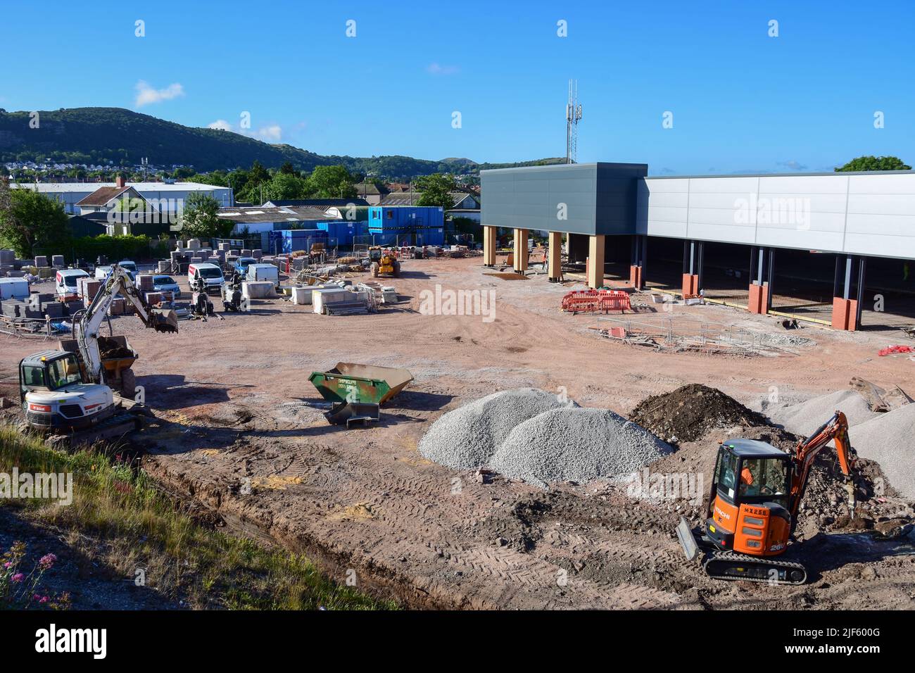 Prestatyn, UK. Jun 22, 2022. Construction work on the new Home Bargains