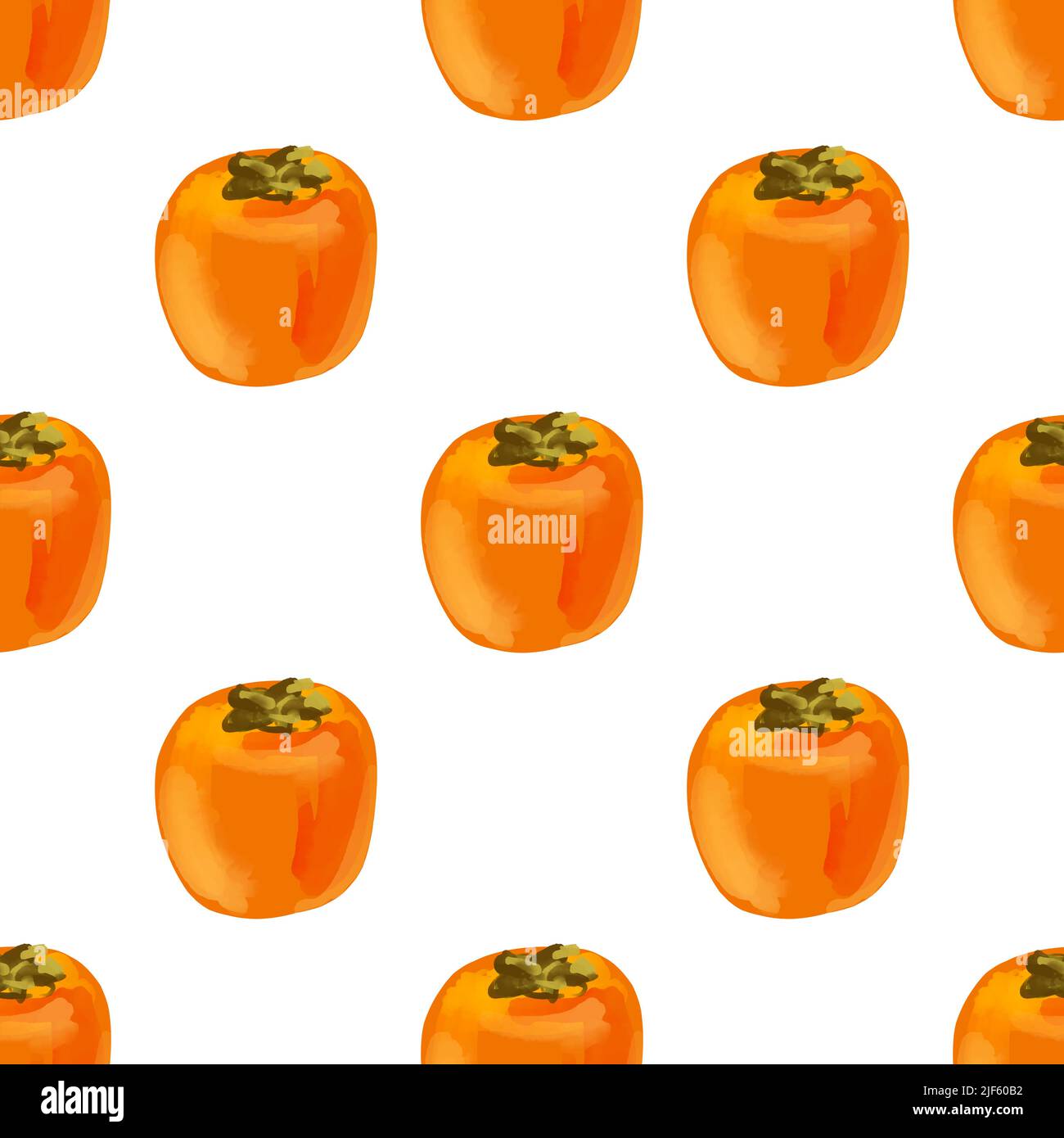 Seamless pattern with iIllustration a persimmon on a white background Stock Vector