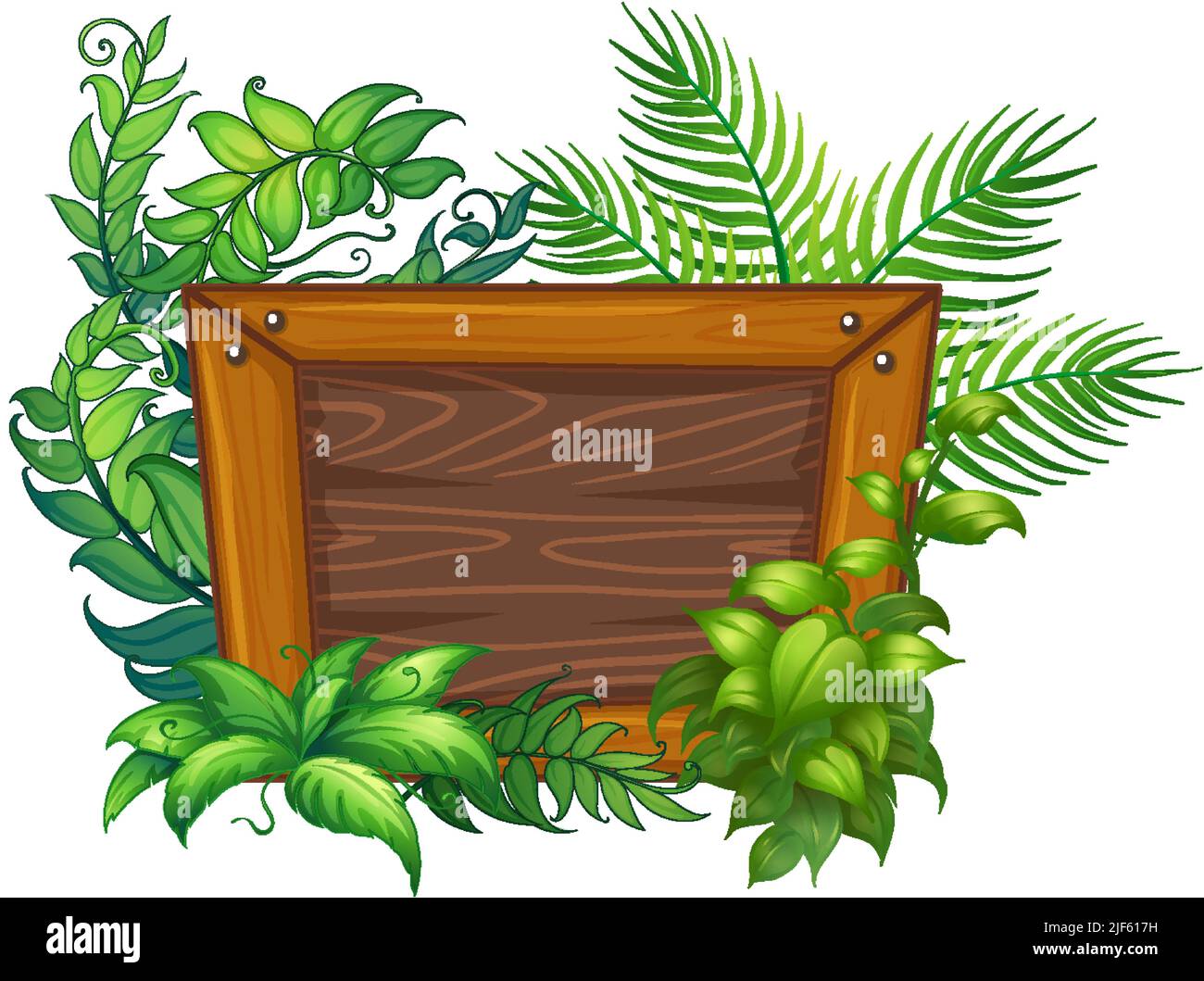 Wooden board template with nature leaves illustration Stock Vector ...