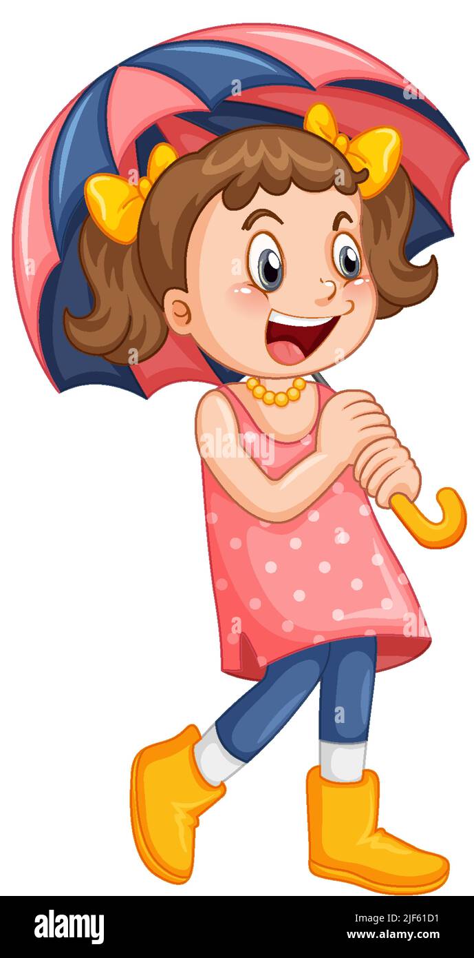 Cute girl holding an umbrella illustration Stock Vector Image & Art - Alamy