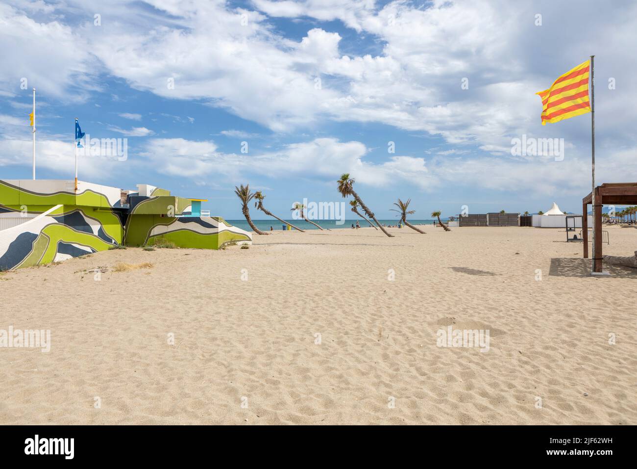 The sandy beach at Barcares Village, Soth of France Stock Photo