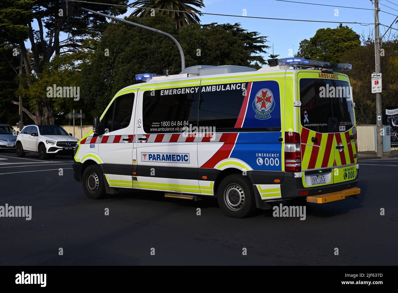 Ambulance Victoria paramedic vehicle, a Mercedes Sprinter, as it