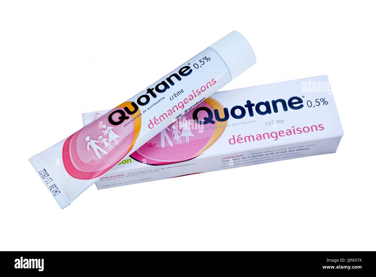 A tube and box of Quotane itching cream Stock Photo