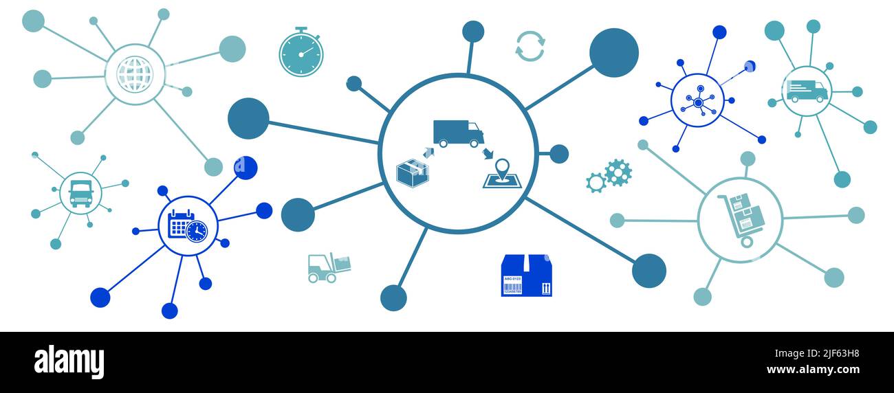 Concept of delivery with connected icons Stock Photo - Alamy