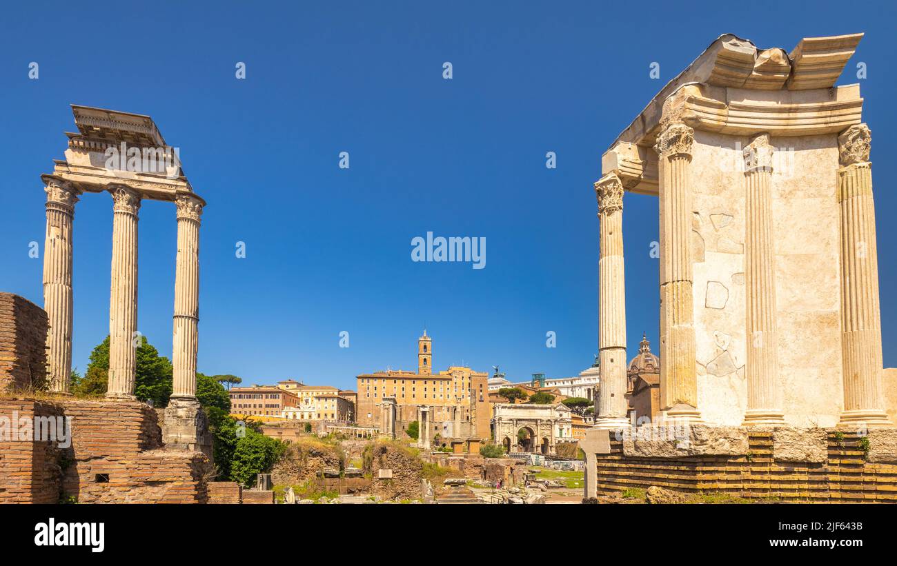 The Temple of Castor and Pollux along with The Temple of Vesta in The