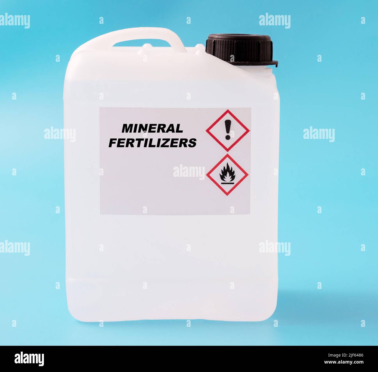 Mineral Fertilizers agricultural chemicals in a plastic can Stock Photo