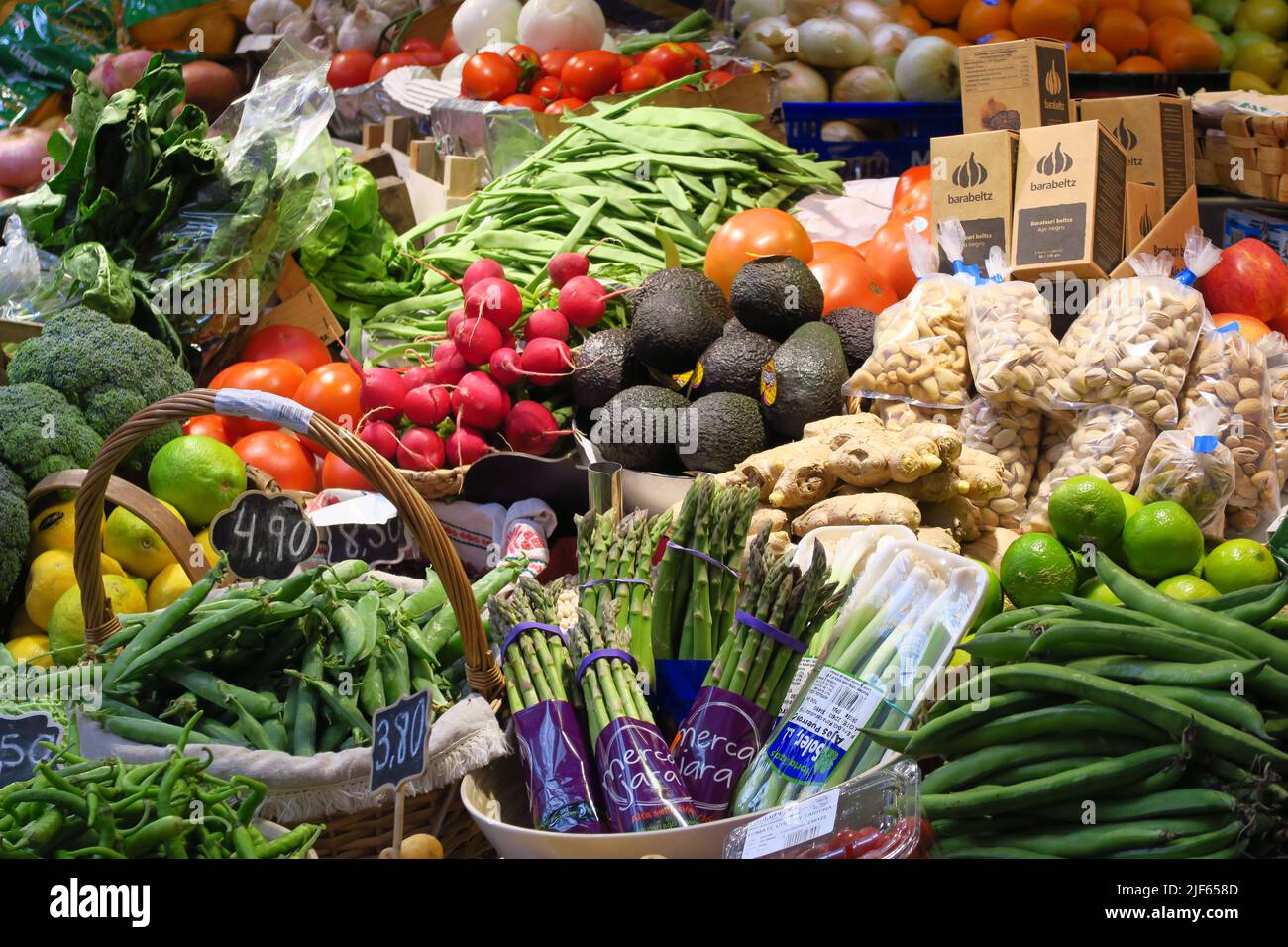 Fruit and vegetable stall in La Ribera Market, Bilbao, Spain Stock Photo