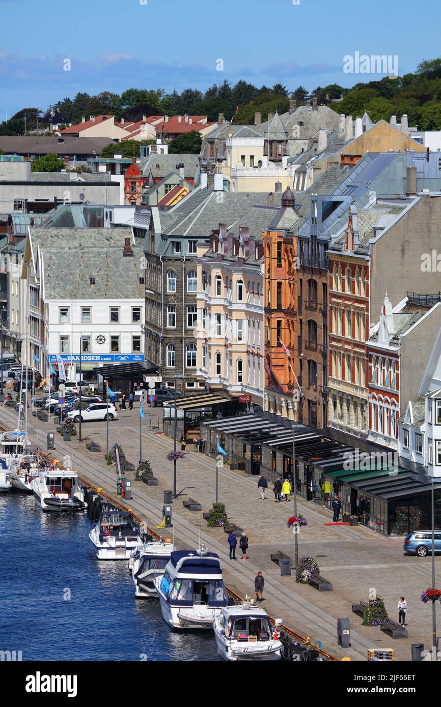 HAUGESUND, NORWAY - JULY 22, 2020: Smedasundet guest harbor (gjestehavn) of Haugesund city in Norway. Haugesund is a town in Rogaland region establish Stock Photo