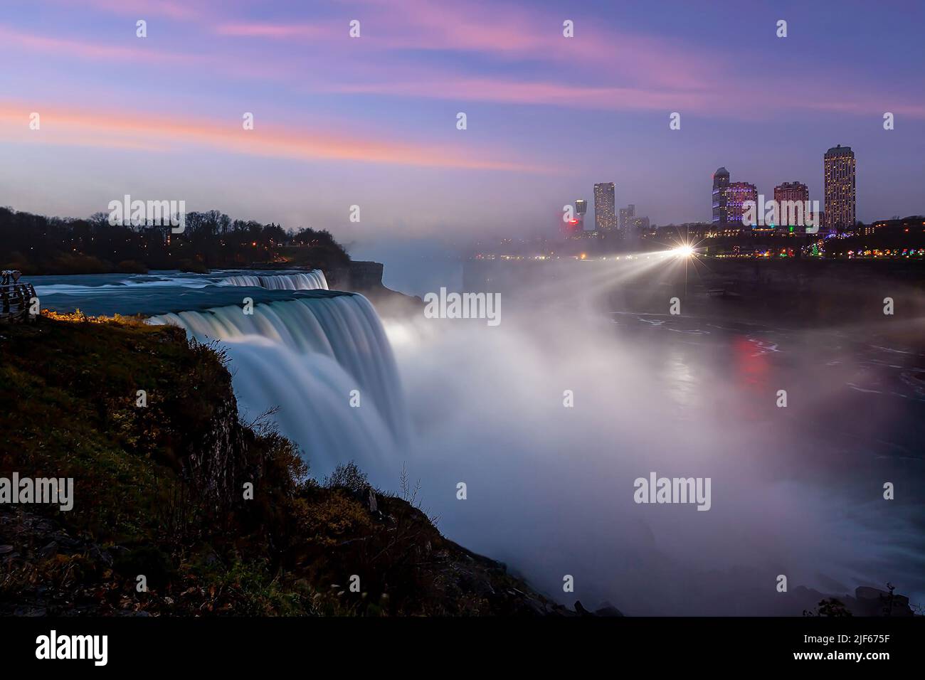 Niagara falls in New York State USA at night Stock Photo Alamy