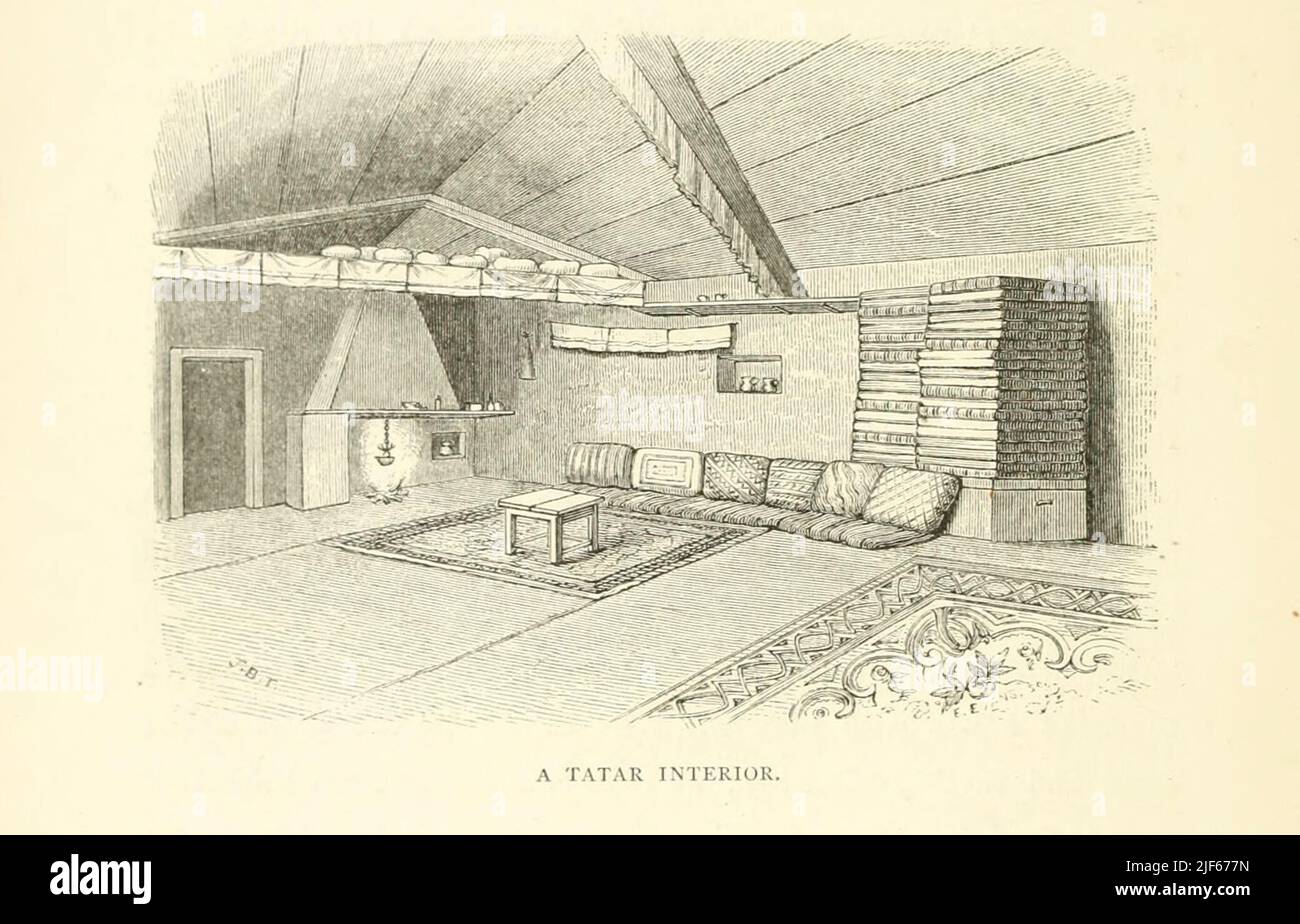 Tatar Interior From the book The Crimea and Transcaucasia; being the narrative of a journey in the Kouban, in Gouria, Georgia, Armenia, Ossety, Imeritia, Swannety, and Mingrelia, and in the Tauric range by John Buchan Telfer,  Publication date 1876 Publisher London : H.S. King & co Stock Photo