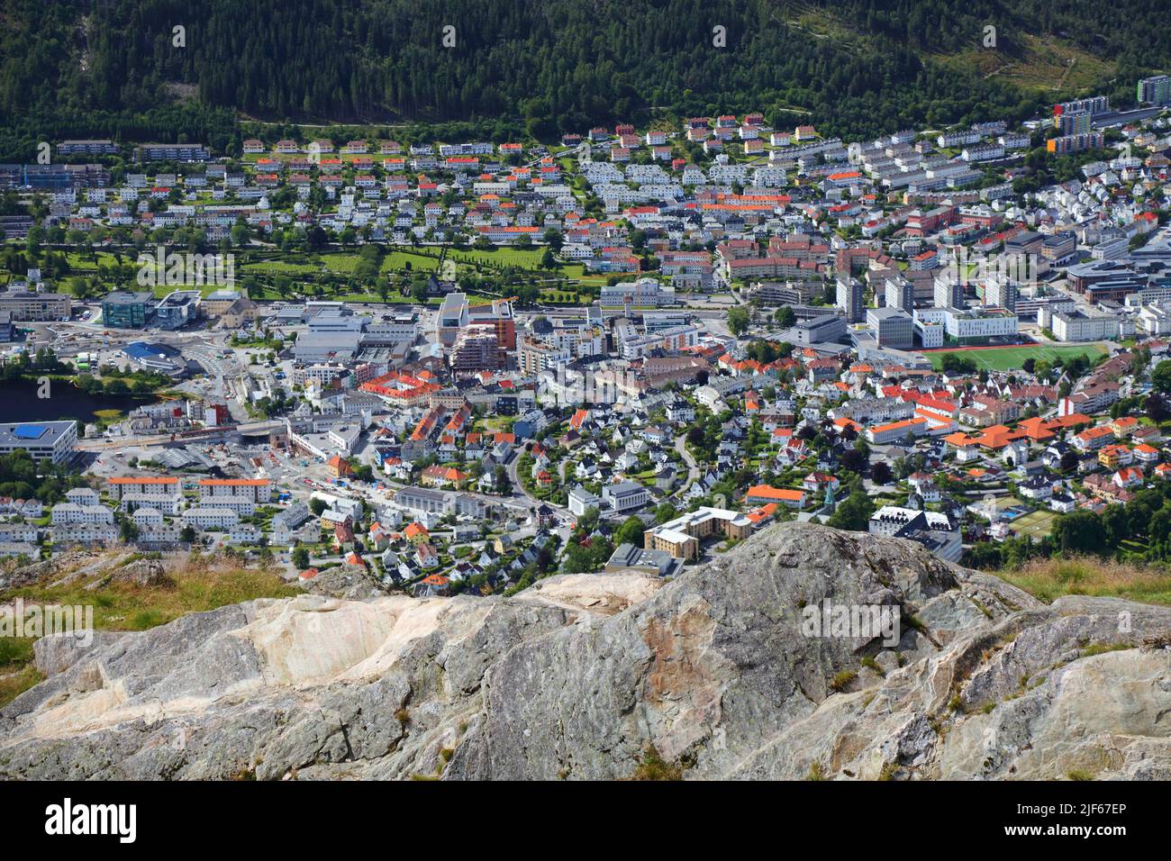 Bergen city, Norway. Residential district view - Solheim neighborhood. Stock Photo