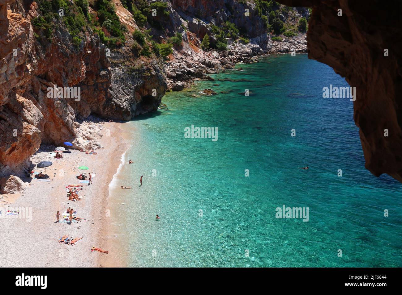 KONAVLE, CROATIA - JUNE 28, 2019: People spend vacation at Pasjaca