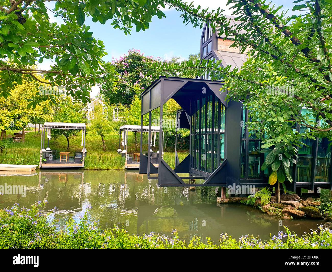 Cafe in nature Natural area in the cafe, Concept and design of Coffee Shop Stock Photo Alamy