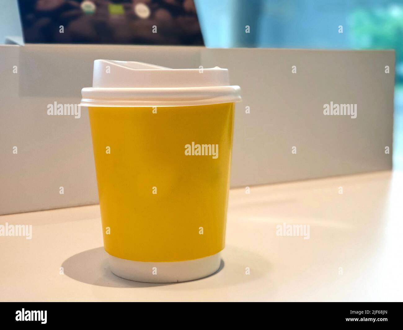 coffee paper cup   in front of Arabica coffee shop, is a famous and popular for tourist Stock Photo