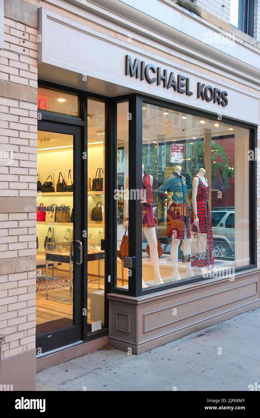 New York City, USA. 20th Feb, 2020. American fashion brand Michael Kors  stall seen in a