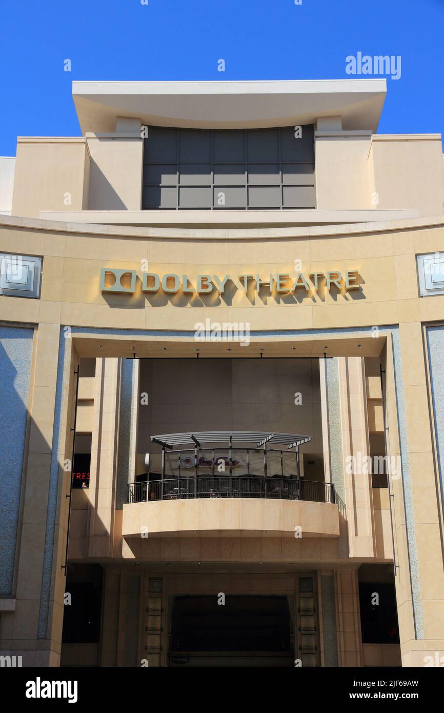 LOS ANGELES, USA - APRIL 5, 2014: Dolby Theatre in Hollywood. Formerly known as Kodak Theatre, it is the home of Academy Awards ceremonies. Stock Photo