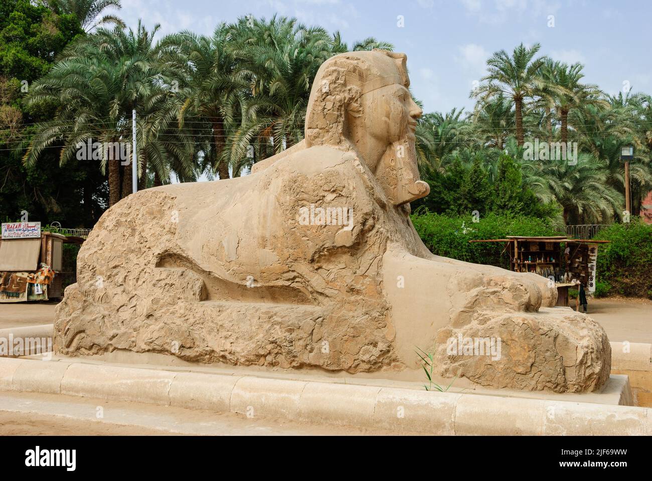 The alabaster sphinx found outside the Temple of Ptah - Memphis, Lower Egypt Stock Photo
