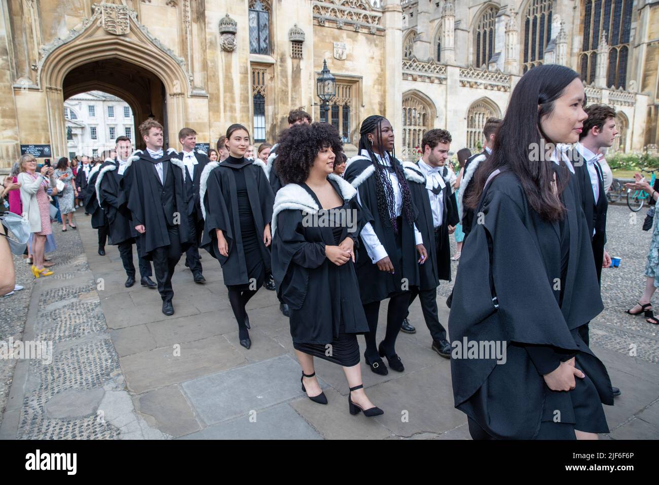 Picture dated June 29th shows students from King’s College Cambridge on