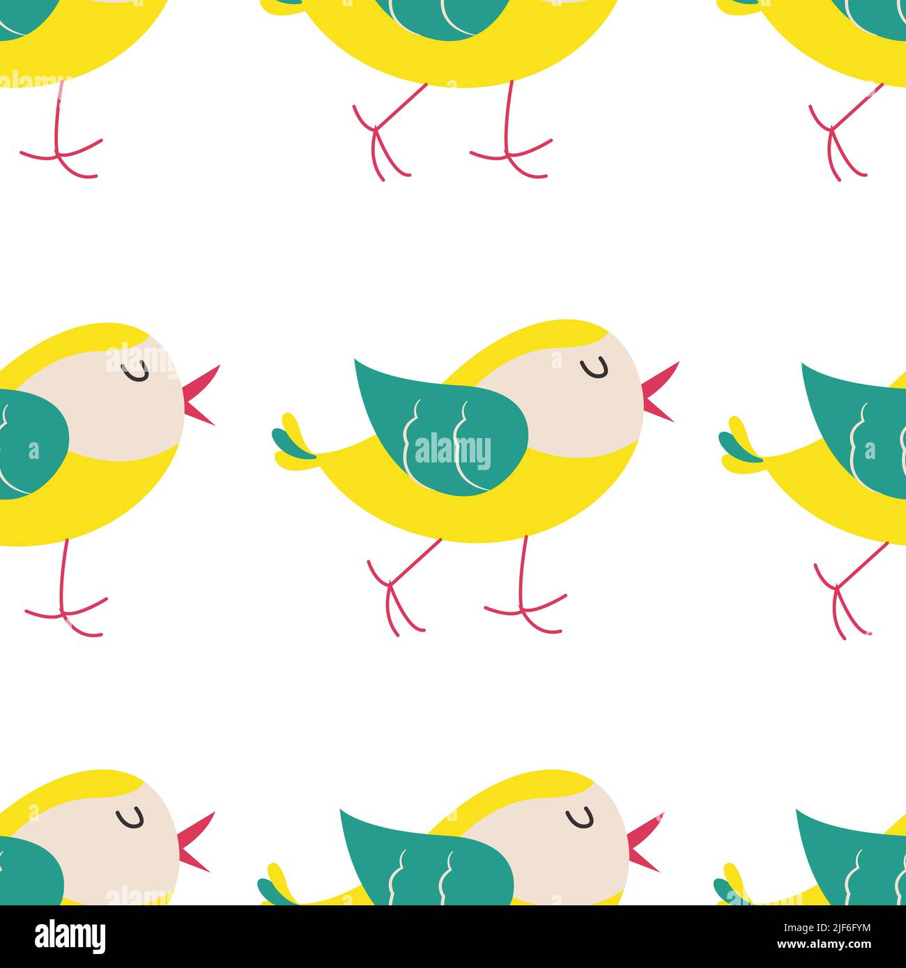 Colorful birds seamless pattern. Exotic birds in different print poses ...