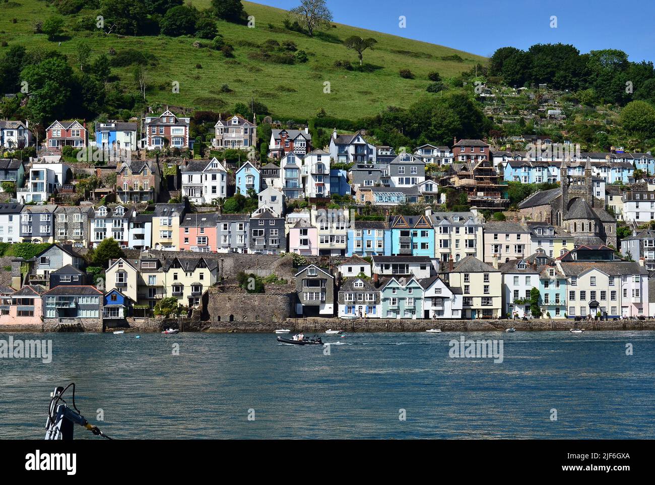 The riverside town of Dartmouth on the River Dart in Devon, UK Stock Photo