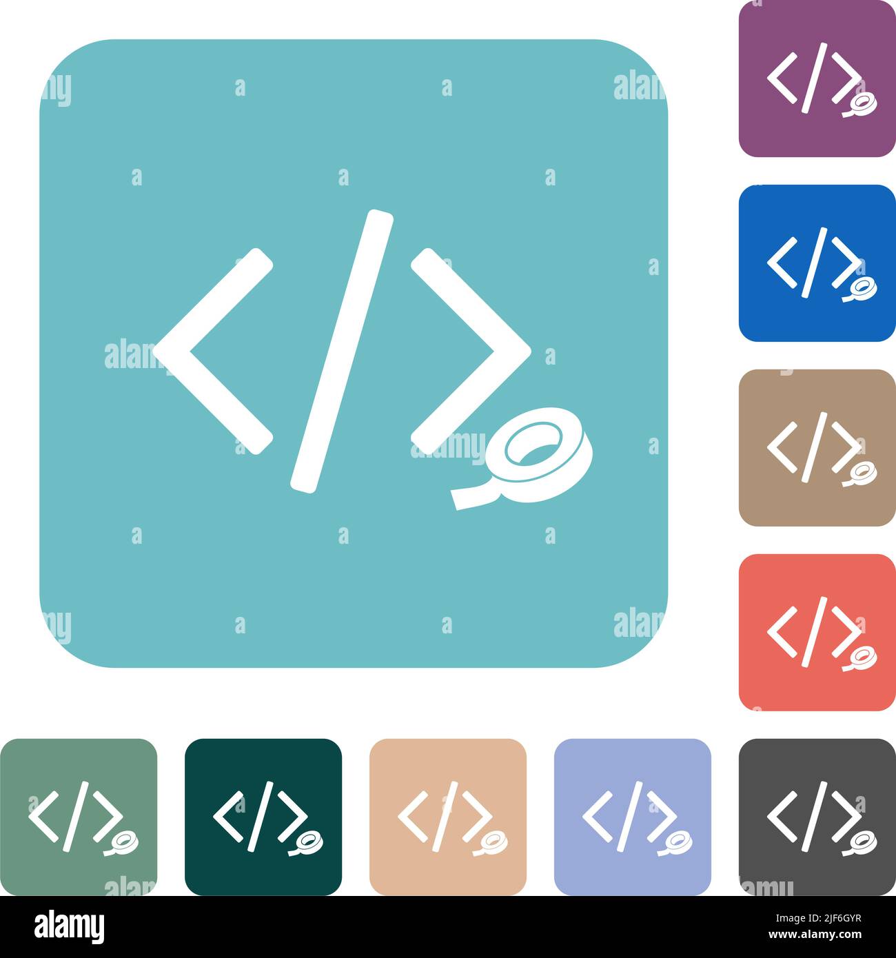 Software patch white flat icons on color rounded square backgrounds ...