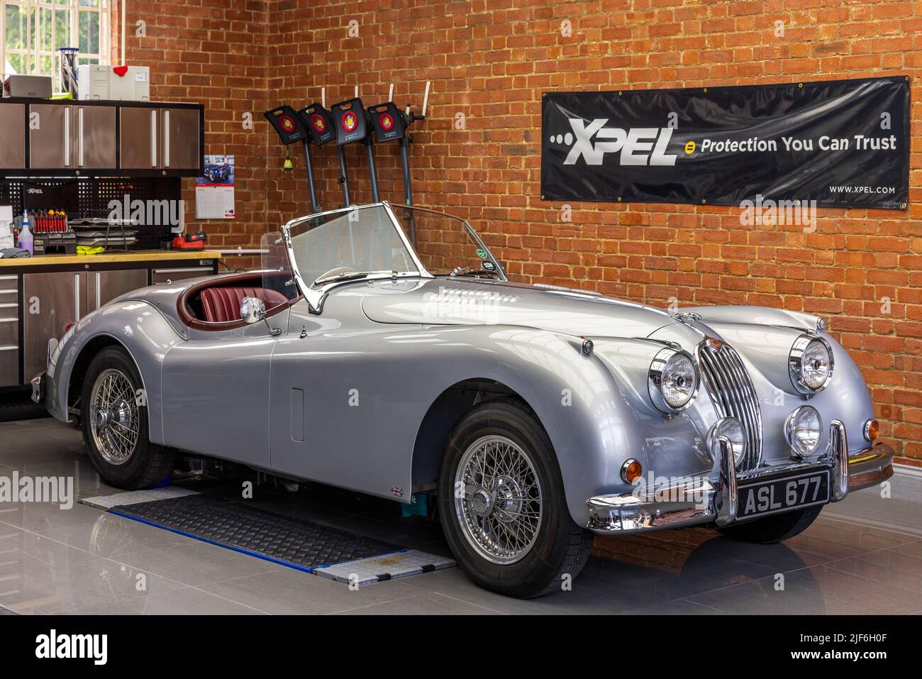 1956 Jaguar XK140 ‘ASL 677’ on display at the Bicester Heritage Centre on the 19th June 2022 Stock Photo