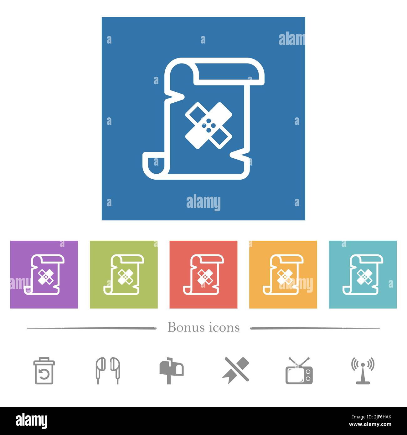 Script patch flat white icons in square backgrounds. 6 bonus icons ...