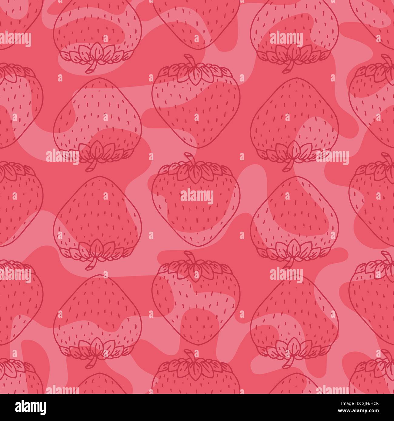 seamless pattern hand drawn doodle strawberry berries. Stock Vector