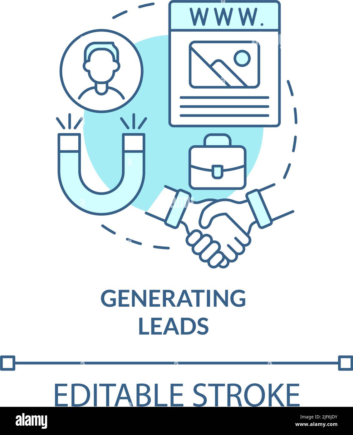 Generating leads turquoise concept icon Stock Vector