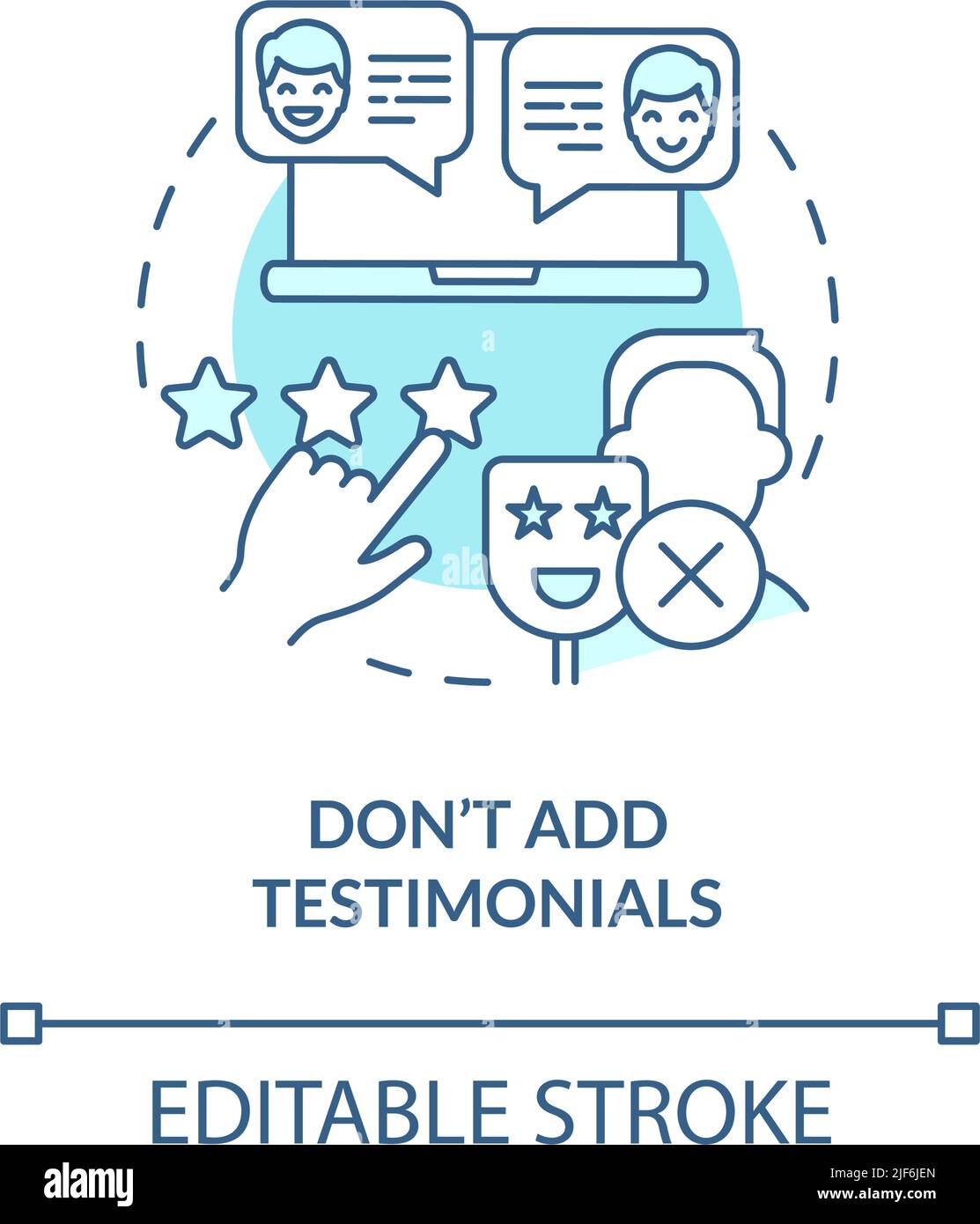 Dont add testimonials turquoise concept icon Stock Vector
