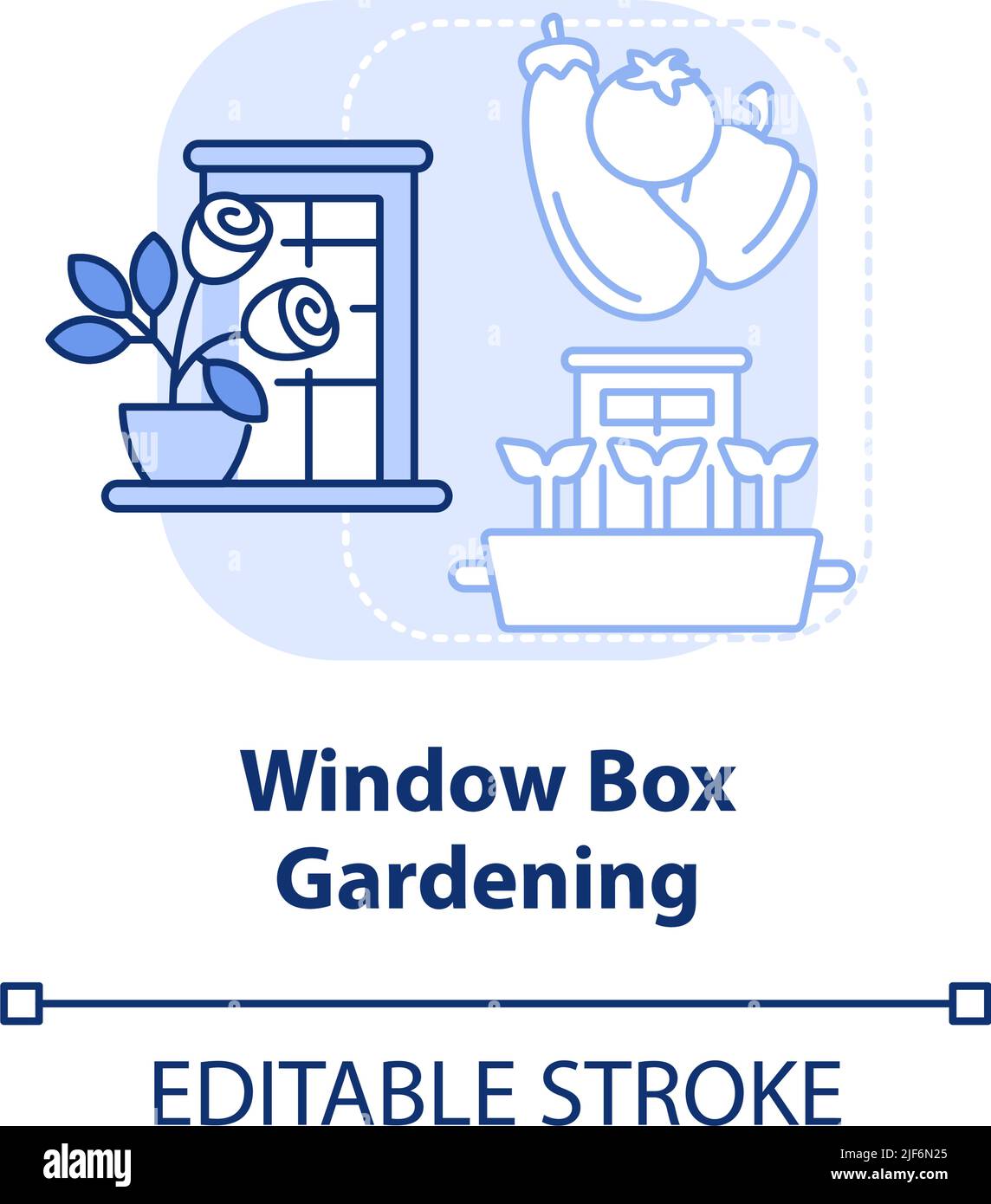 Window box gardening light blue concept icon Stock Vector