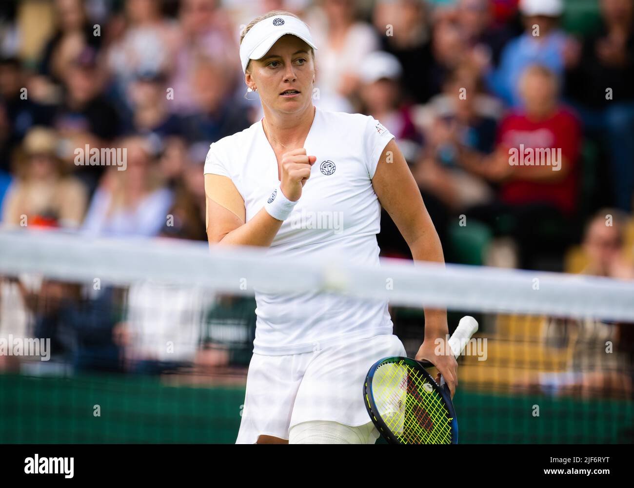 Zoe Hives of Australia in action against Maria Sakkari of Greece during the  first round of the 2022 Wimbledon Championships, Grand Slam tennis  tournament on June 28, 2022 at All England Lawn