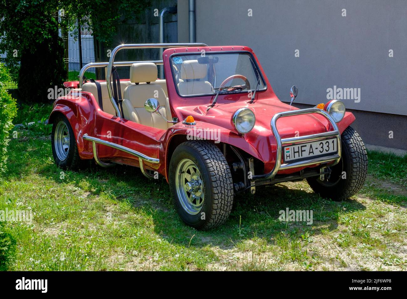 Volkswagen beach buggy style kit car parked on grass in front garden lenti zala county hungary Stock Photo